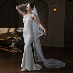 Double Layer Lace Edge Soft Yarn Veil Bridal Wedding Hair Accessories