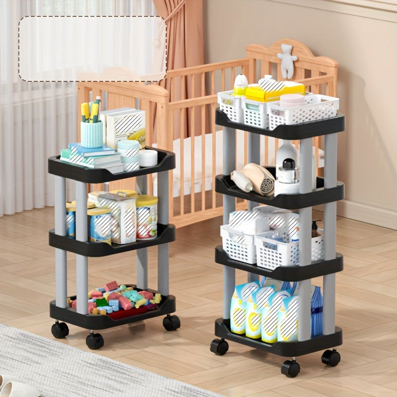 3 Tier Movable Cart Kitchen Household Rack With Wheels