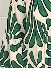 Women's Floral Print Bell Sleeve Maxi Smock Dress