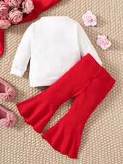 Baby Girls Cotton Sweatshirt Red Flared Pants Chinese Year Outfits
