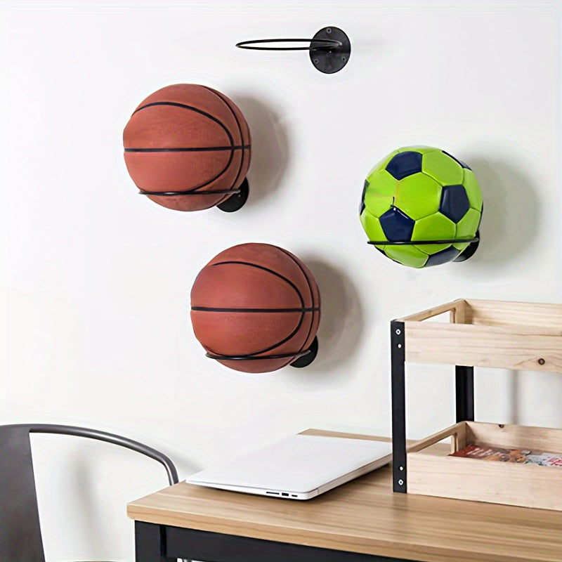 Wall Mounted Basketball Storage Rack Iron Football Holder Space Saving Hanging