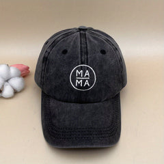 Mama Embroidery Distressed Baseball Cap Lightweight Dad Hat