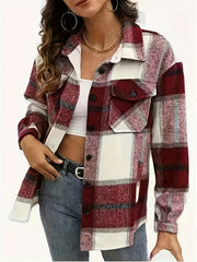 Women's Plus Plaid Long Sleeve Button-Up Shirt
