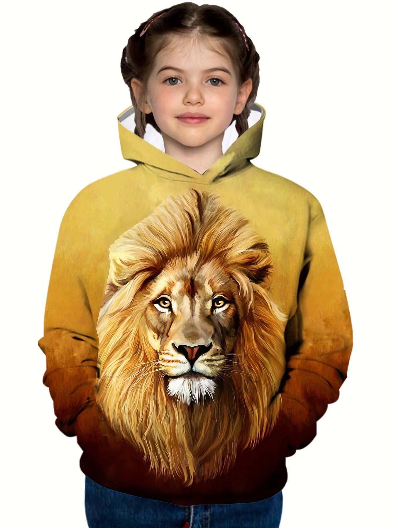Lion 3D Print Kid's Hoodie Long Sleeve Top Casual Boy's Clothes