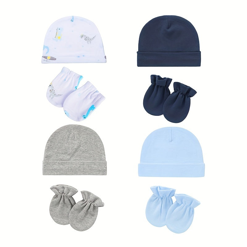 4 Pairs Gloves 4 Beanie Hats Breathable Knit Warm Winter Accessories