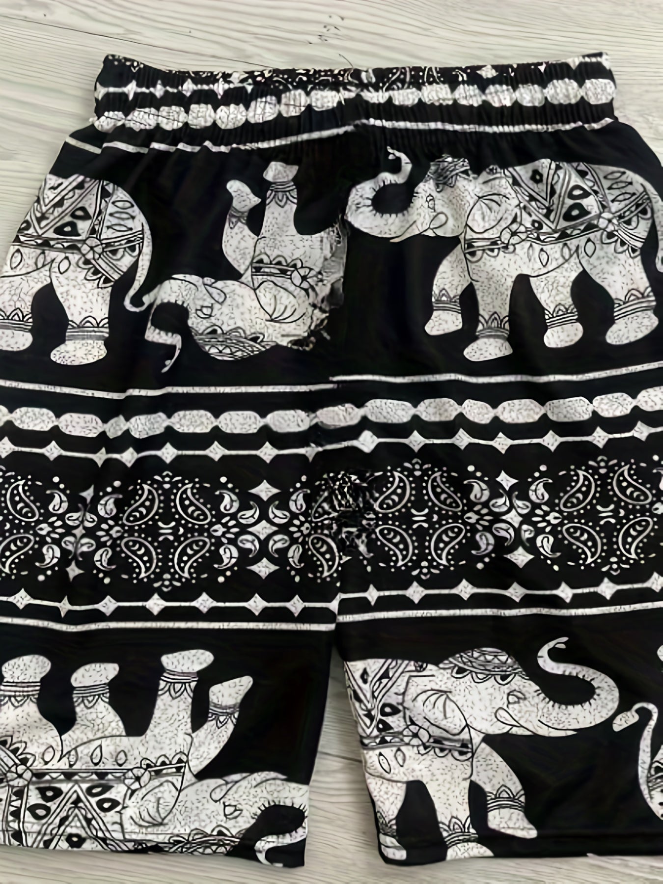 Elephant Boho Style Wide Leg Shorts Printed Summer Shorts
