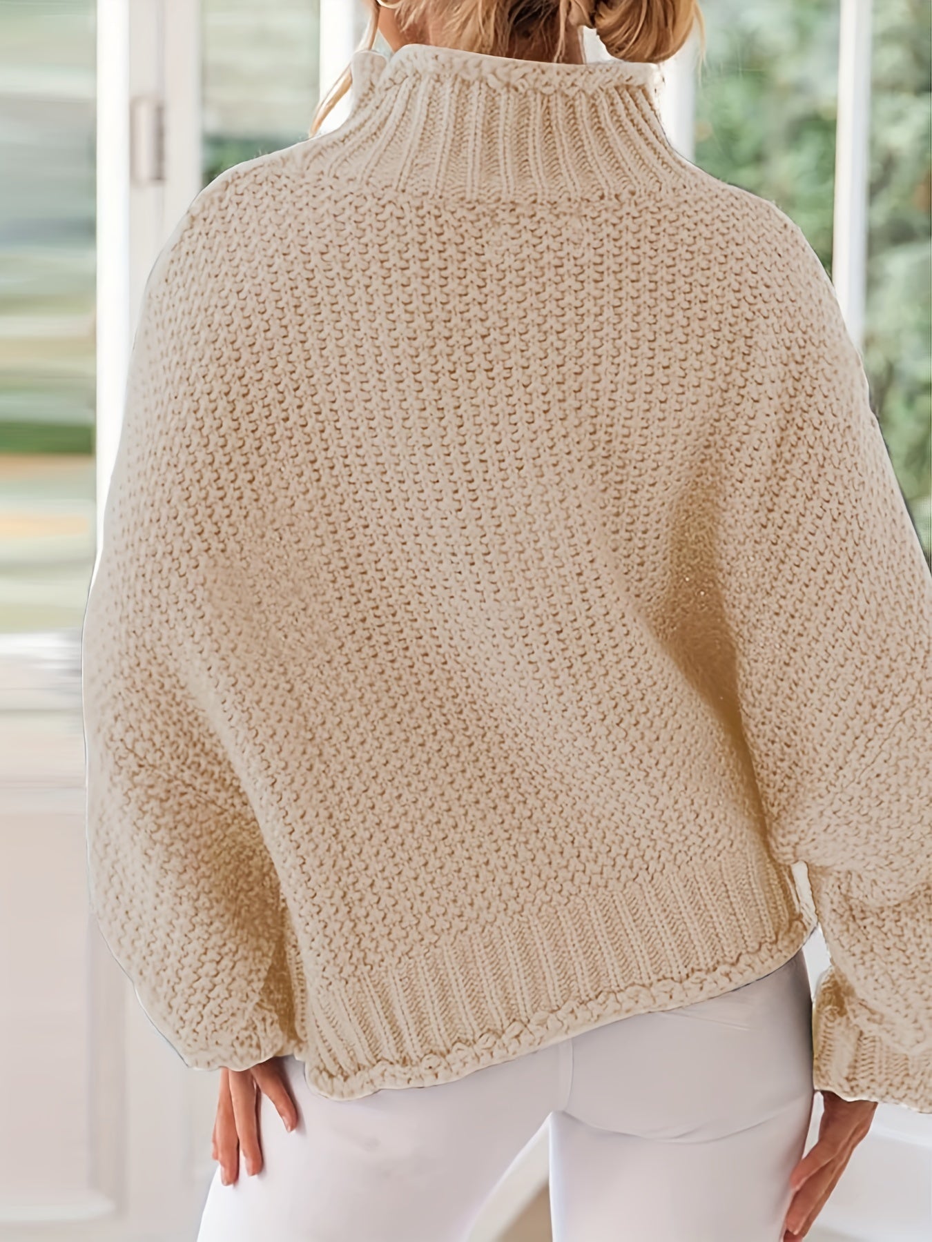 Batwing Sleeve Turtle Neck Sweater Loose Fit Casual Pullover