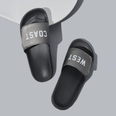 Men's Hook And Loop Fastener Slides Casual Non Slip Slippers