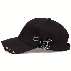 Star Iron Ring Baseball Cap Kpop Brooch Decor Casual Sun Hat Unisex