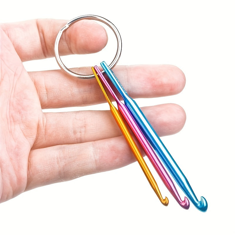 3pcs Crochet Needles Mini Aluminum Keychain DIY Crafts Tools Random