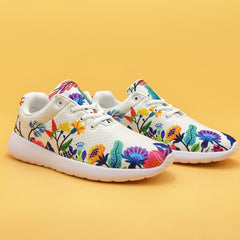 Floral Mesh Sneakers Breathable Running Walking Shoes Women's Footwear