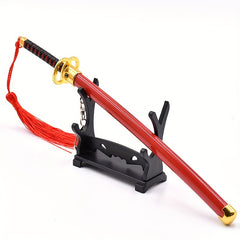 Mini Red Sheath Model Alloy Material Japanese Keychain Anime Game Weapon
