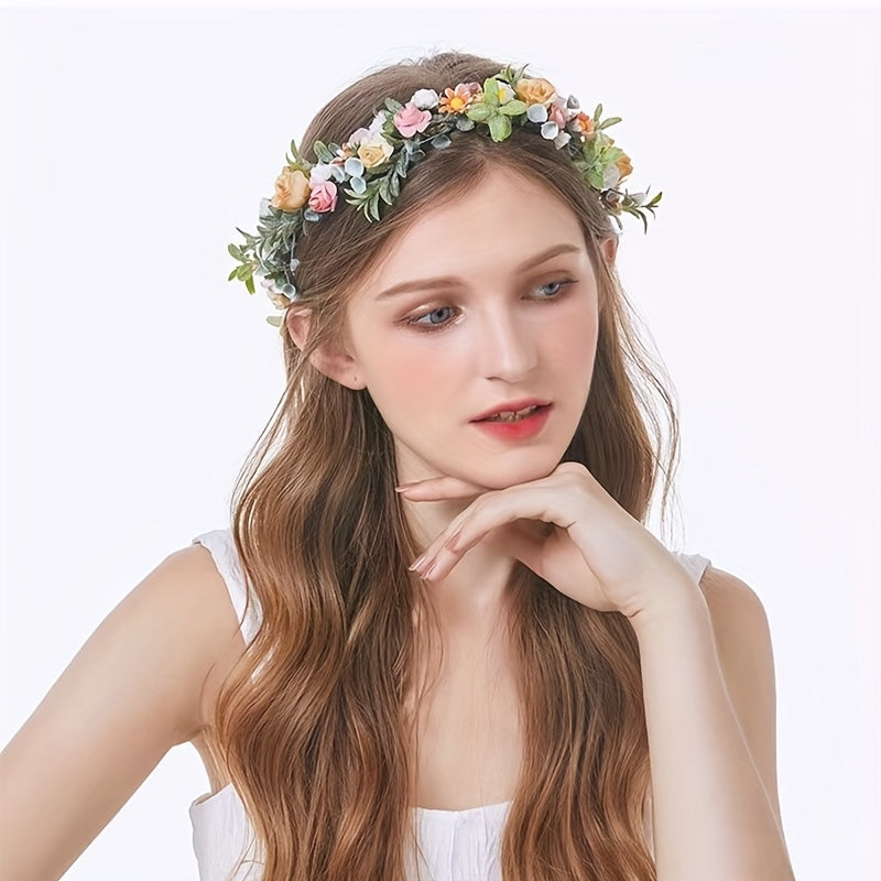 Rose Rattan Wreath Headband Sweet Hair Accessories