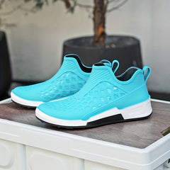 Men Low Top Block Rain Boots Waterproof Non slip Rain Shoes