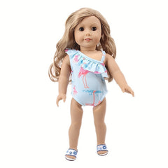 Flamingo Jumpsuit Swimsuit for 17-18 Inch Newborn Baby Girl Dolls