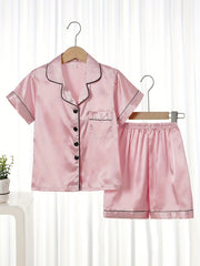 Toddler Girls Boys Pajamas Set 2 Pcs Kids Short Sleeve Button Down