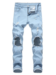 Men's Skinny Ripped Jeans Slim Fit Distressed Pants