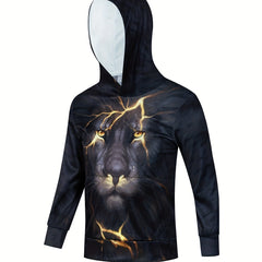 3D Lightning Lion Pattern Hoodie Boy's Outdoor Sweatshirt