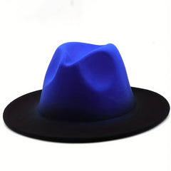 Gradient Wide Brim Fedora Hat For Sunshade