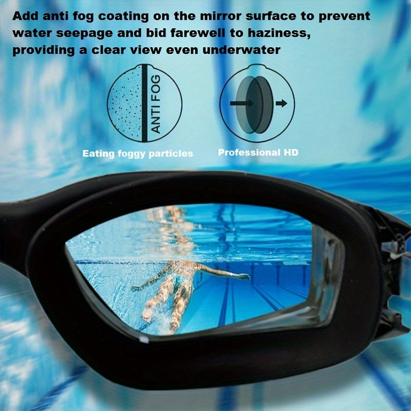 Swimming Set Anti-fog Goggles, Cap, Nose Clip, Earplugs