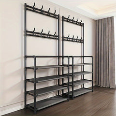 Carbon Steel Coat Rack Shoe Storage Shelf Hanging Clothes Stand