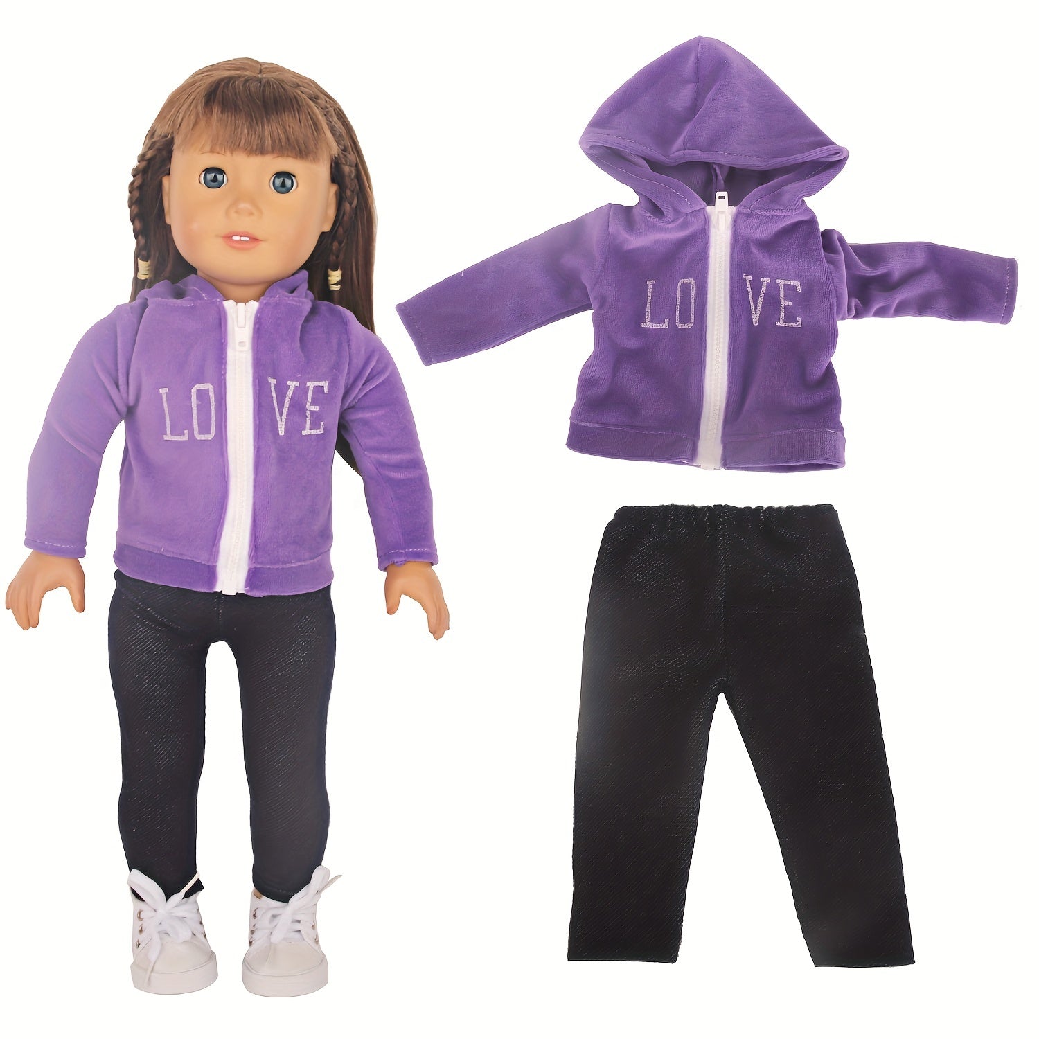 18" Doll Purple Casual Suit Winter Coat Pants Sports Clothes