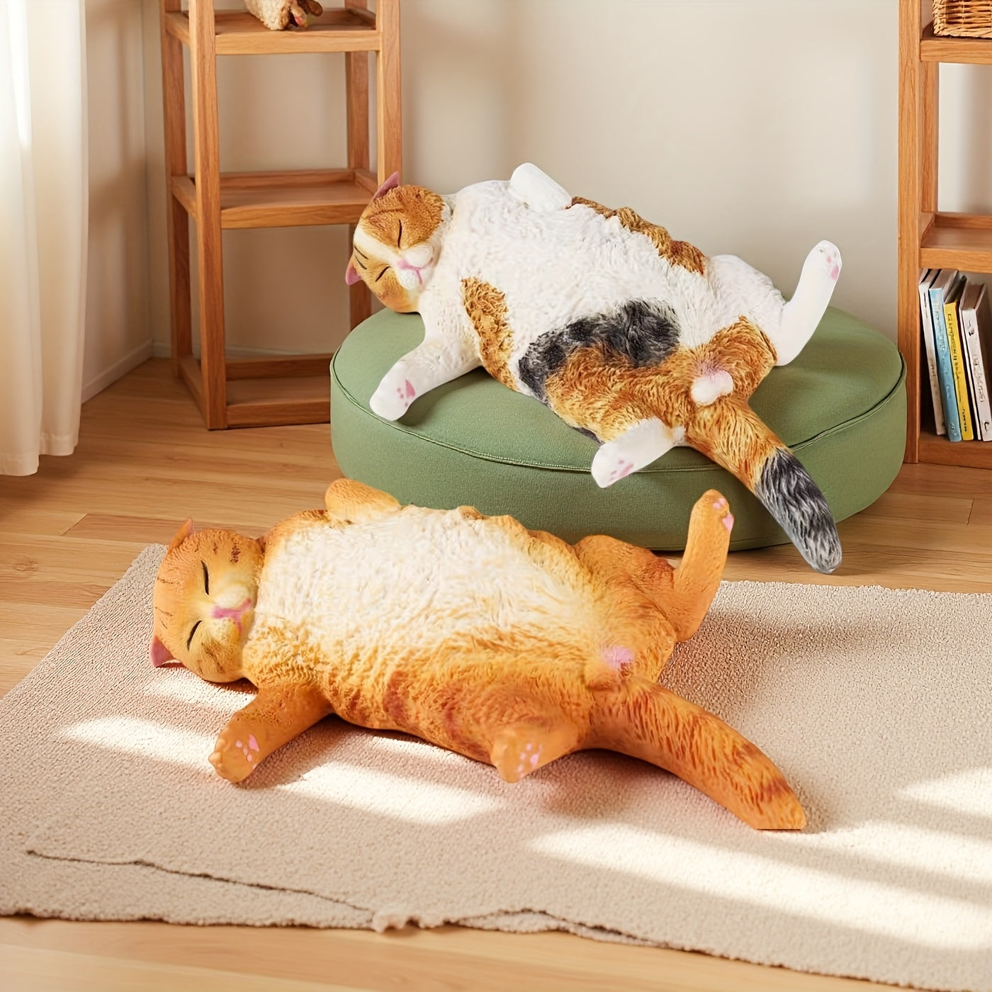 Realistic Sleeping Persian Cat Plush Toy Soft PVC Stuffed Animal