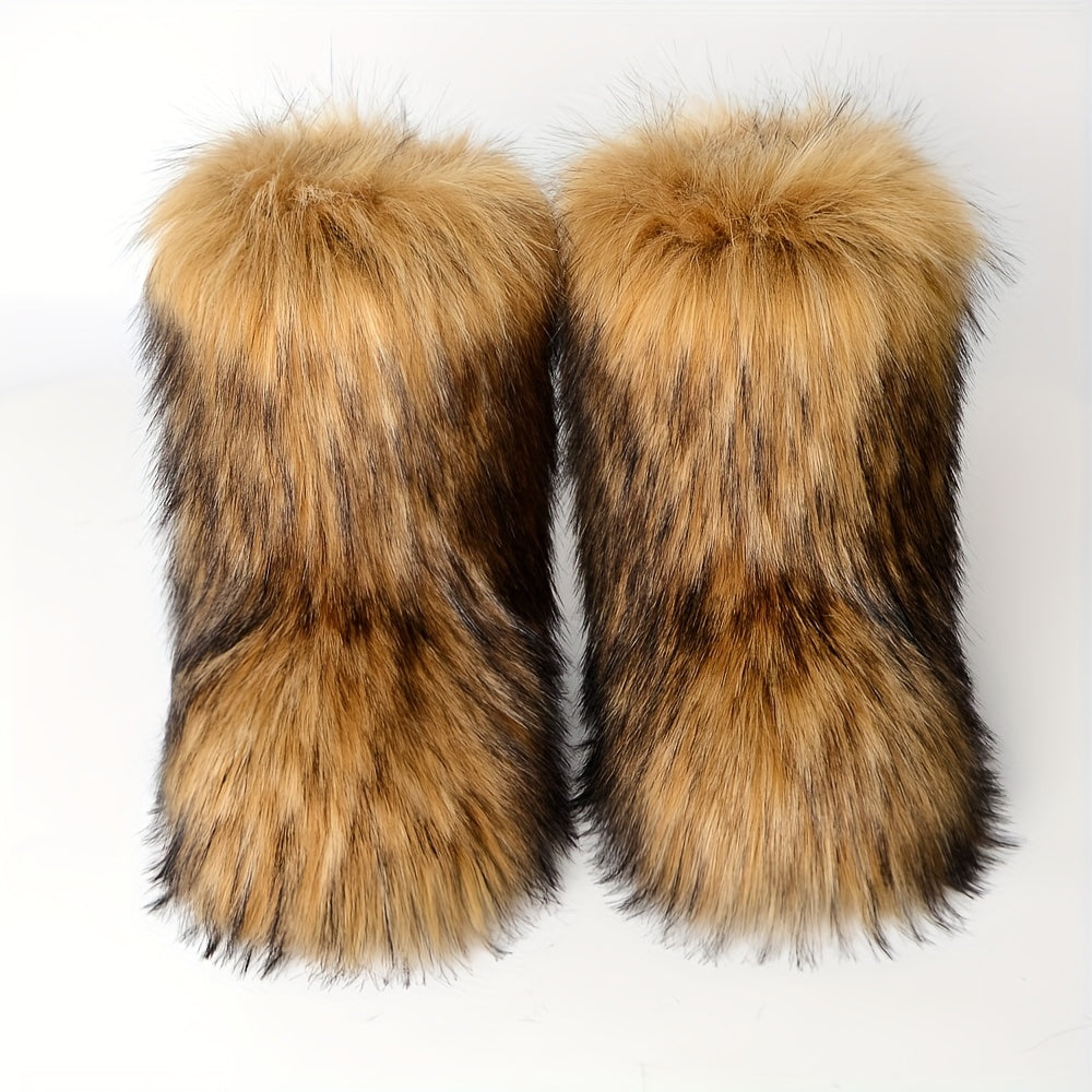 Women's Plush Lined Slip-On Faux Fur Winter Boots