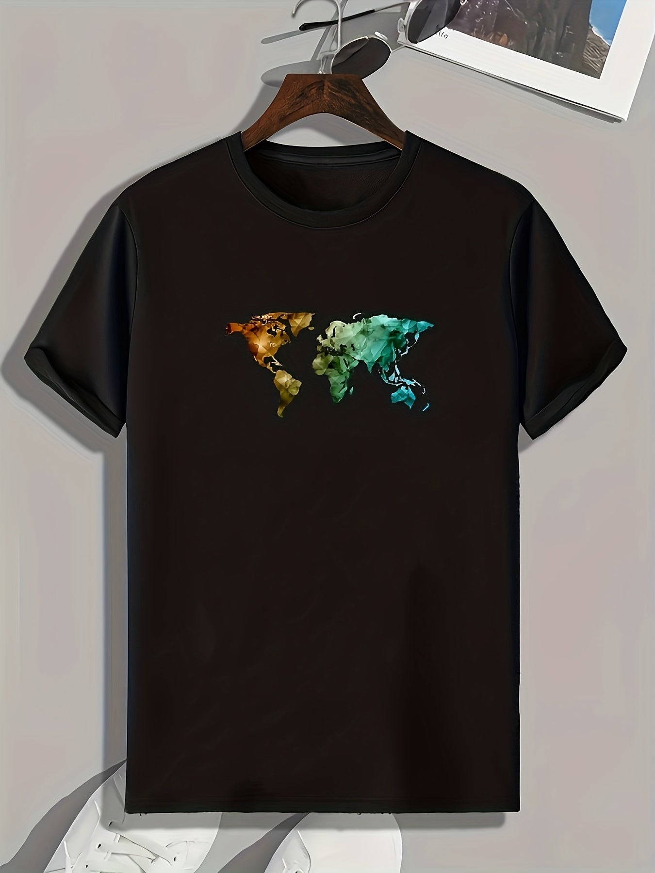 Gradient Geometric Print Men's Comfy T-shirt for Outdoor Summer