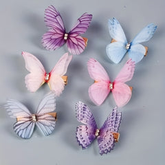 6-Piece Butterfly Hair Clip Set for Girls' Hair Styles