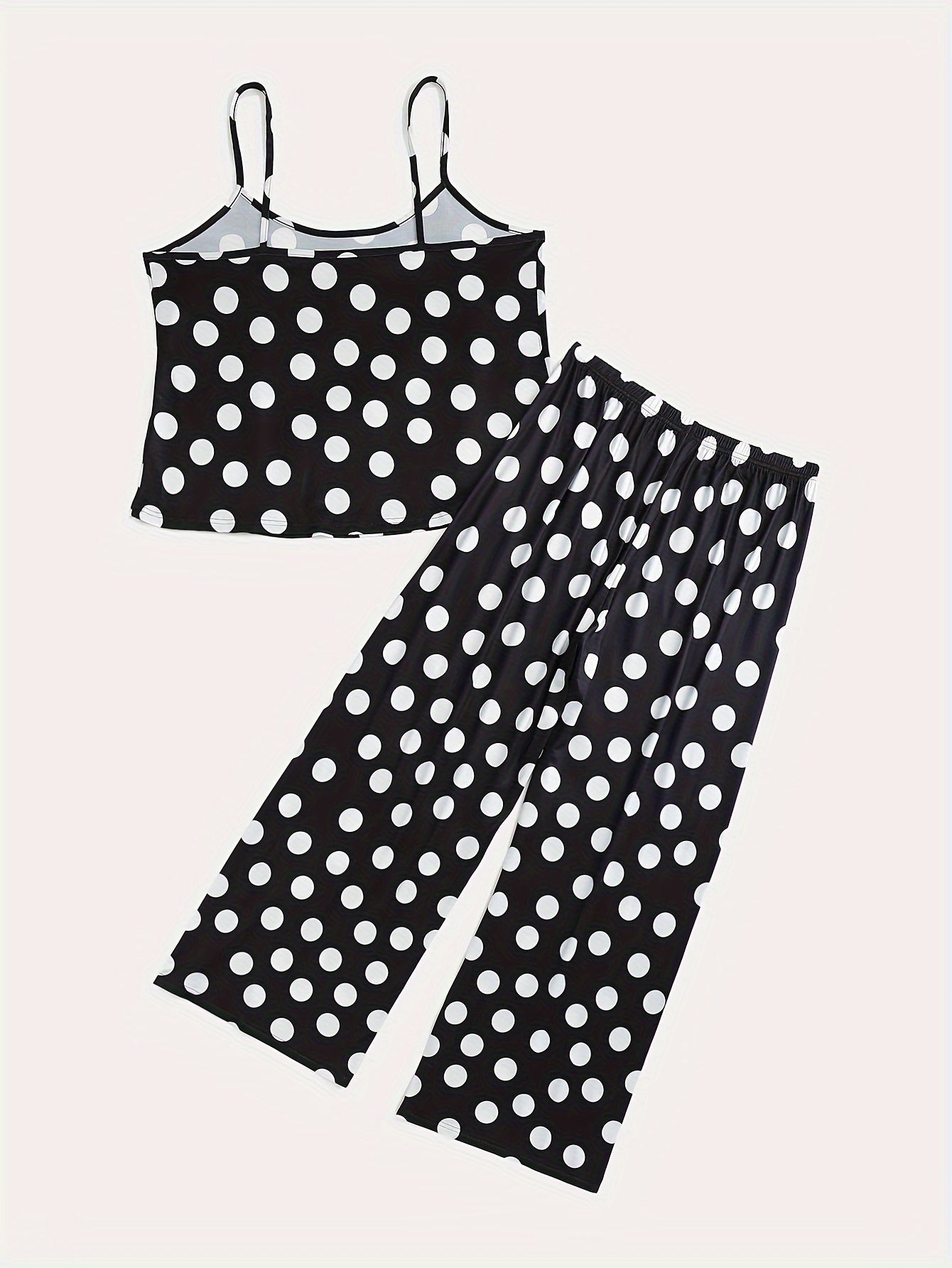 Polka Dot Pajamas Set - Cami Top & Pants Lounge Two Piece Set