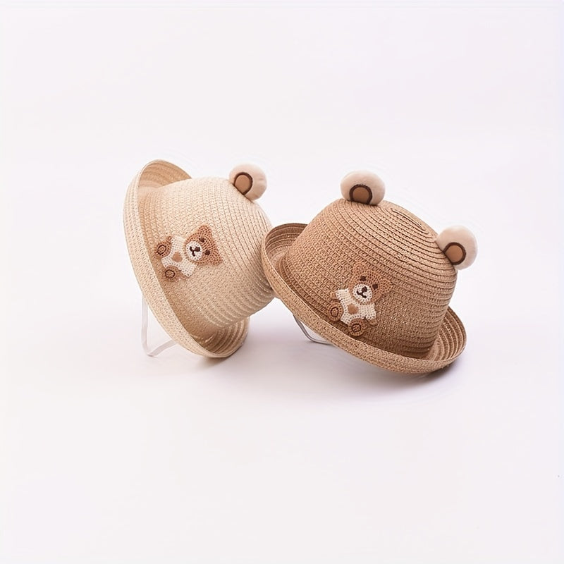 Bear Straw Hat Sun Protection for Outdoor Traveling Beach Party Boys Girls