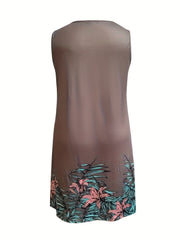 Floral Print Scoop Neck Tank Dress