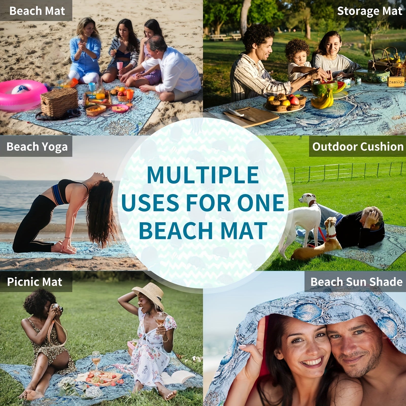 Crab Print Beach Blanket Sandproof Waterproof Mat for Summer Travel Camping
