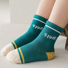 5 Pairs Boys Monster Socks Long Tube Sweat Absorbing Sports Socks
