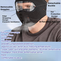 Winter Cycling Full Face Mask Dustproof Anti Fog Windproof Mask With Goggles