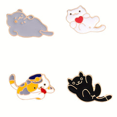 Cat And Cat Cartoon Alloy Drop Brooch Fashionable Jewelry Accessories For Women