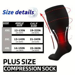 2pairs Plus Size Compression Socks 15-20mmHg Wide Calf Compression Socks