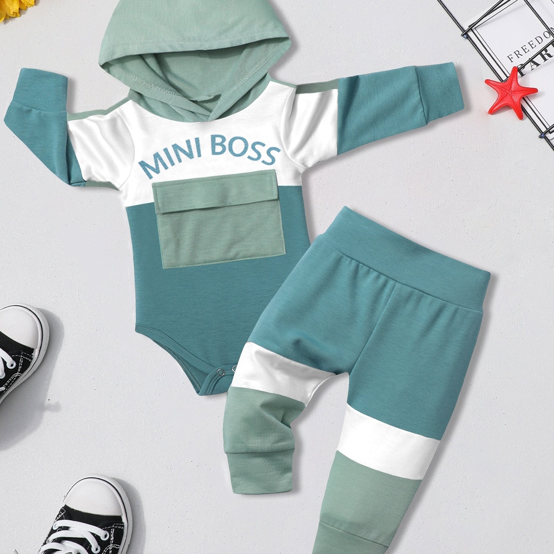 Baby Boy's Letter Print Hoodies and Pants Fall Winter Outfit Set