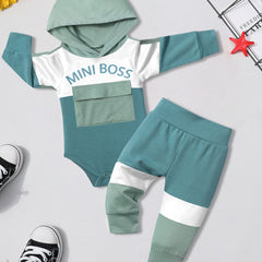 Baby Boy's Letter Print Hoodies and Pants Fall Winter Outfit Set