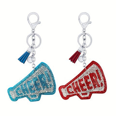 Plush Rhinestone Horn Keychain Tassel Pendant Car Bag Accessory