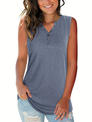 Casual V Neck Sleeveless Tank Top for Women