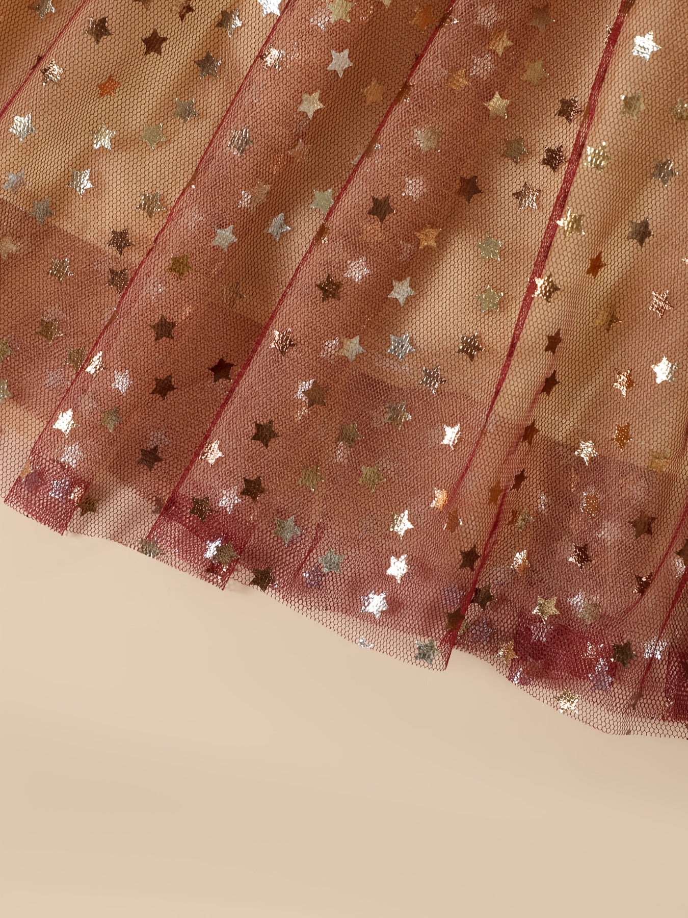 Sequin Stars Tulle Dress Long Sleeve Party Outfit