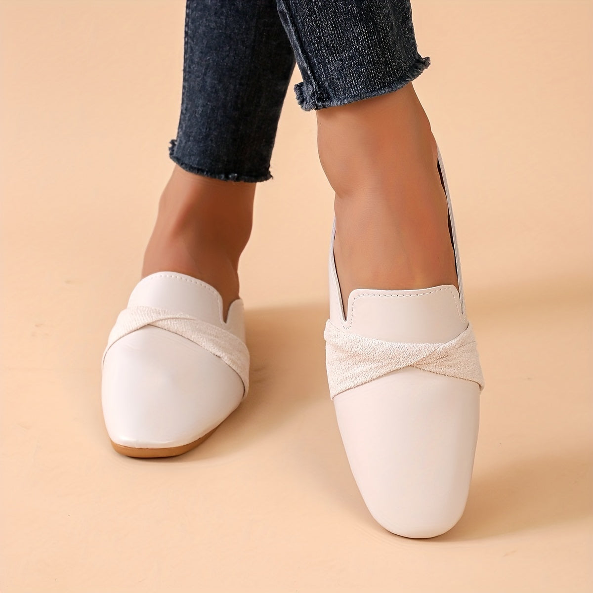 Women's Square Toe Flat Mules Slip On Loafers