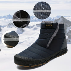 Men's Winter Snow Boots Slip On Outdoor Water Resistant Boot Warm Faux Fur Lined