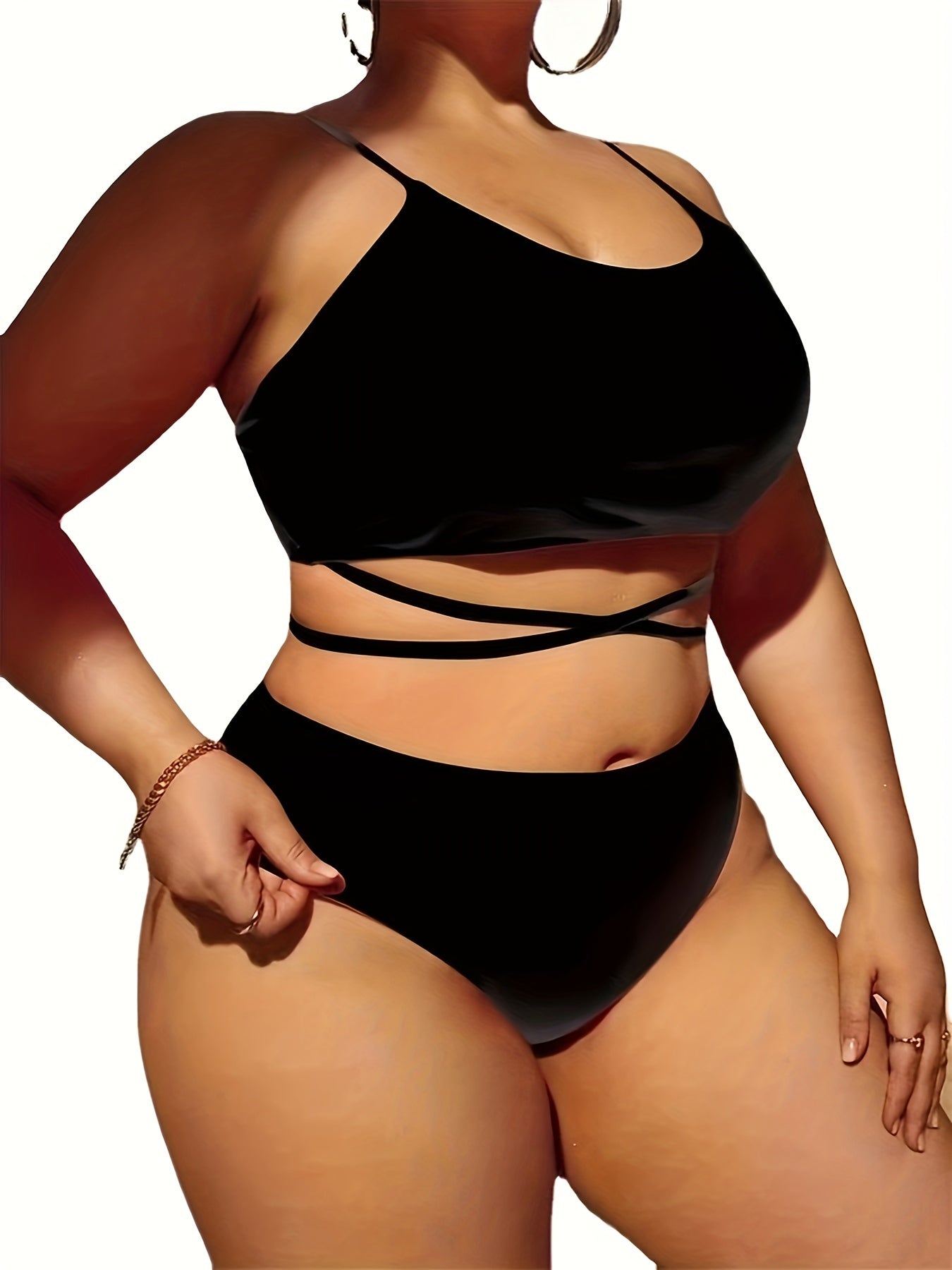 Solid Bikini Set Women's Casual 3 Piece Set