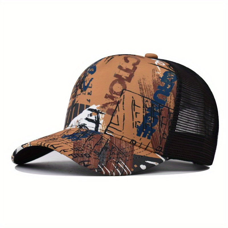 Men's Summer Graffiti Baseball Cap Mesh Breathable Sunscreen Hat