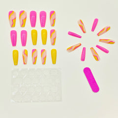 24 Pcs Matte Pink Yellow Fingernail File Jelly Glue