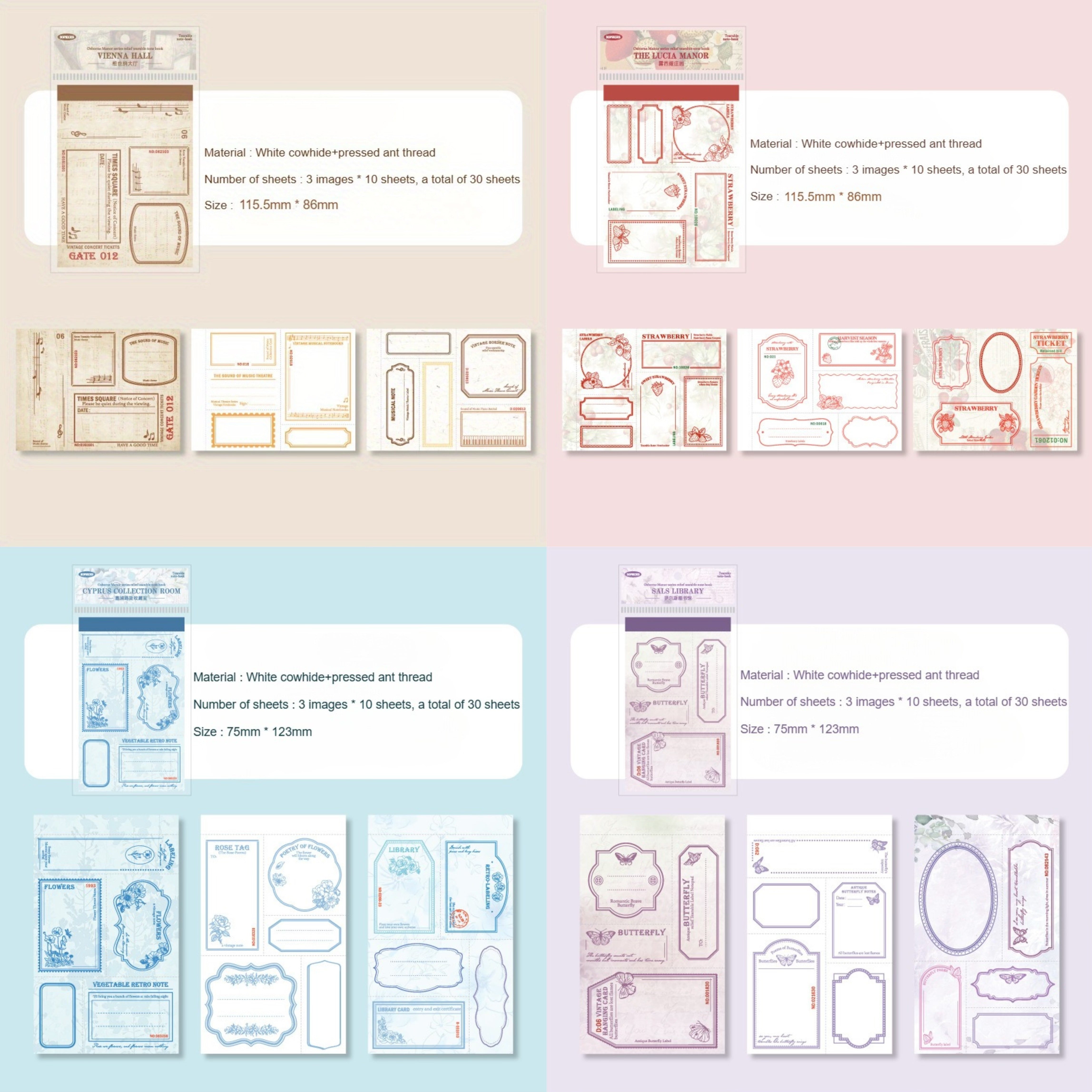 Vintage Tear Off Notepads 30 Pages Each for Journal Writing