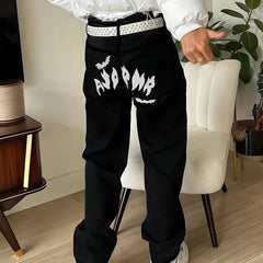 Men's Halloween Bat Print Regular Straight Leg Jeans